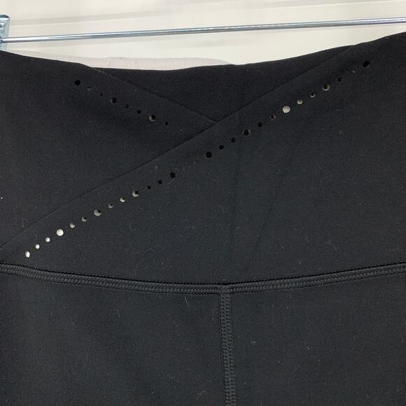 Athleta Its A Wrap 7/8 Tight Leggings Womens Size Small Black Laser Cut Detail - Picture 4 of 7